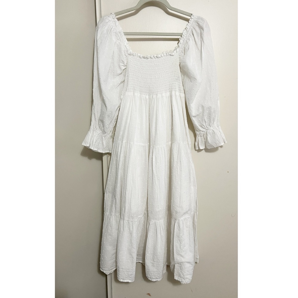 R. Vivimos Amazon White Smocked Prairie Dress M